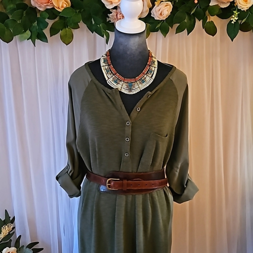EUC - prAna "Hensley" Dress - Rye/Olive Green - Sz M